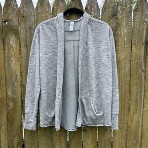 Athleta Girl Heathered Grey Open Front Hooded Sweater Sz L / 12